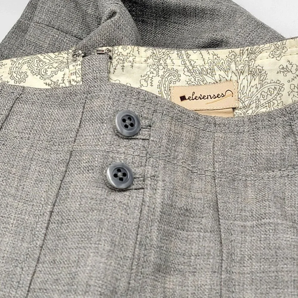 Elevenses Anthropologie Gray Heathered Pleated Wool Mini skirt Size 6 - Picture 10 of 11